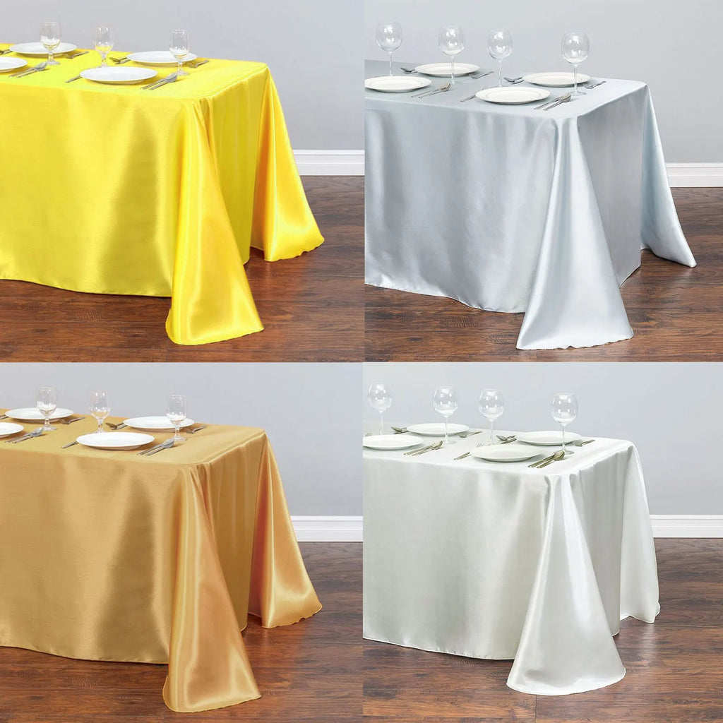 Rectangle Satin Tablecloth Wedding Table Cloth White Black for party Birthday Events Banquet Decor Home Dinner Tablecloths