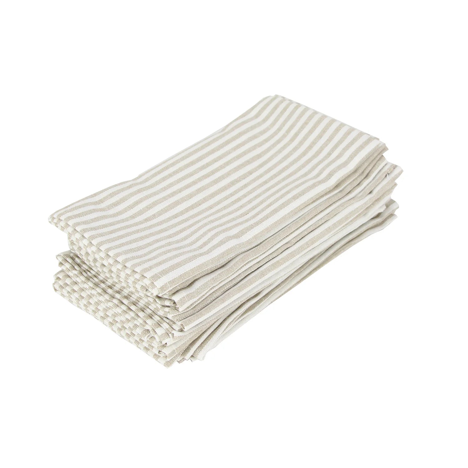 Plain Striped Linen Cotton Blended Dinner Cloth Napkins Placemats Tea Towels Set of 12 (40 x 30 cm) for Events & Home Use