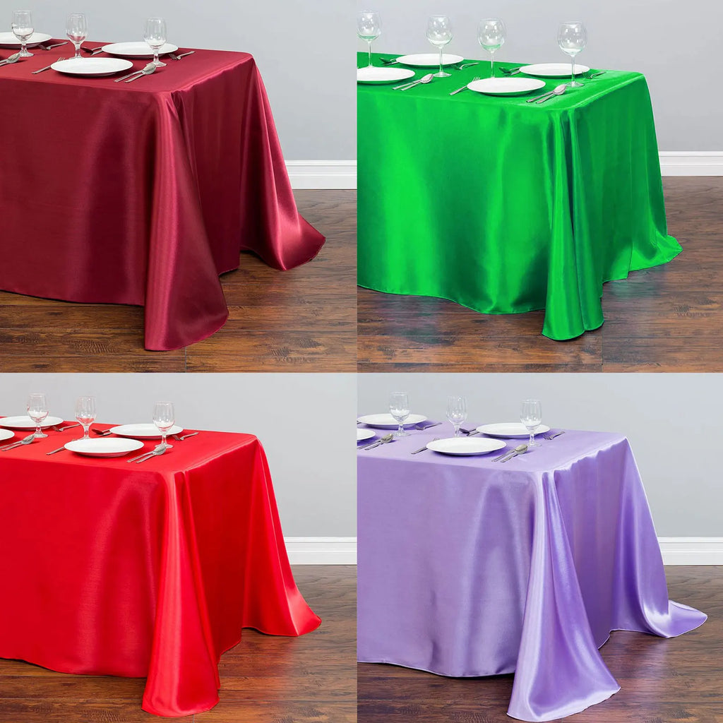 Rectangle Satin Tablecloth Wedding Table Cloth White Black for party Birthday Events Banquet Decor Home Dinner Tablecloths