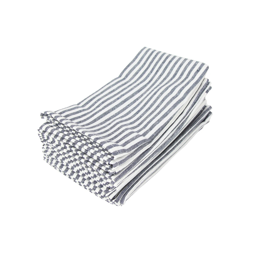 Plain Striped Linen Cotton Blended Dinner Cloth Napkins Placemats Tea Towels Set of 12 (40 x 30 cm) for Events & Home Use