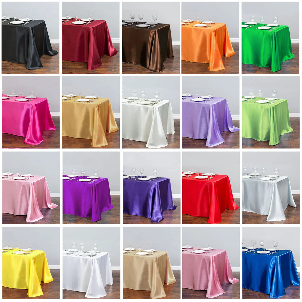 Rectangle Satin Tablecloth Wedding Table Cloth White Black for party Birthday Events Banquet Decor Home Dinner Tablecloths