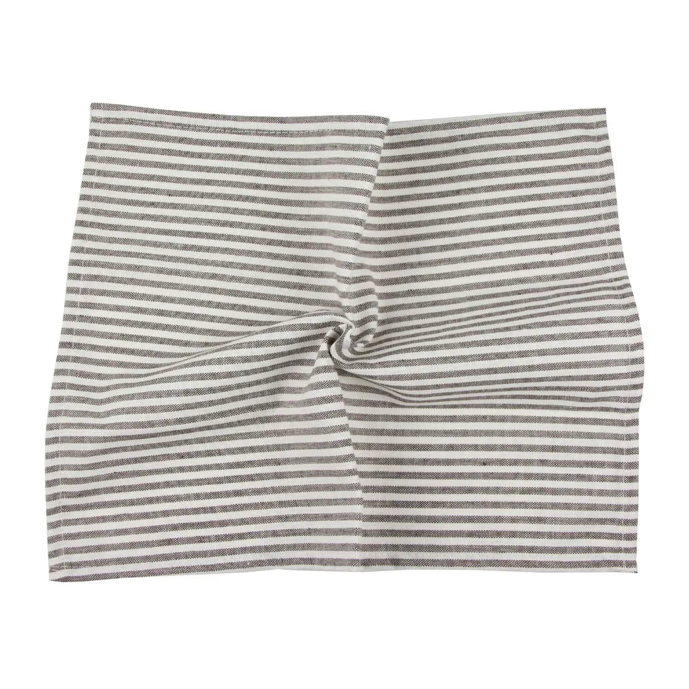 Plain Striped Linen Cotton Blended Dinner Cloth Napkins Placemats Tea Towels Set of 12 (40 x 30 cm) for Events & Home Use