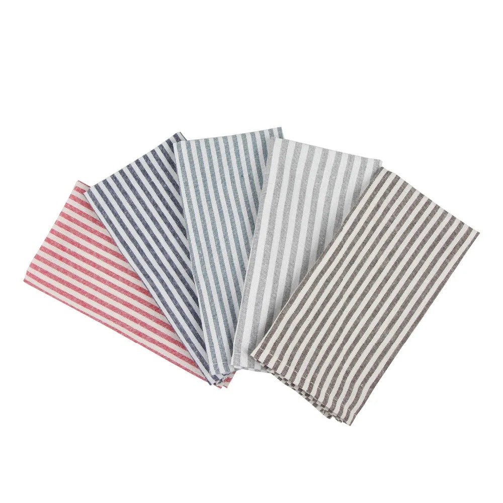 Plain Striped Linen Cotton Blended Dinner Cloth Napkins Placemats Tea Towels Set of 12 (40 x 30 cm) for Events & Home Use