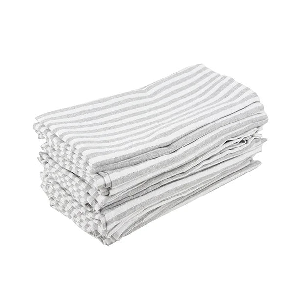 Plain Striped Linen Cotton Blended Dinner Cloth Napkins Placemats Tea Towels Set of 12 (40 x 30 cm) for Events & Home Use