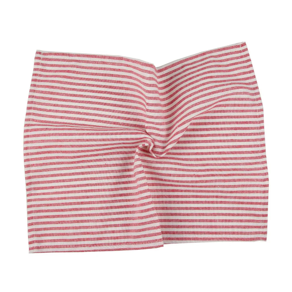 Plain Striped Linen Cotton Blended Dinner Cloth Napkins Placemats Tea Towels Set of 12 (40 x 30 cm) for Events & Home Use