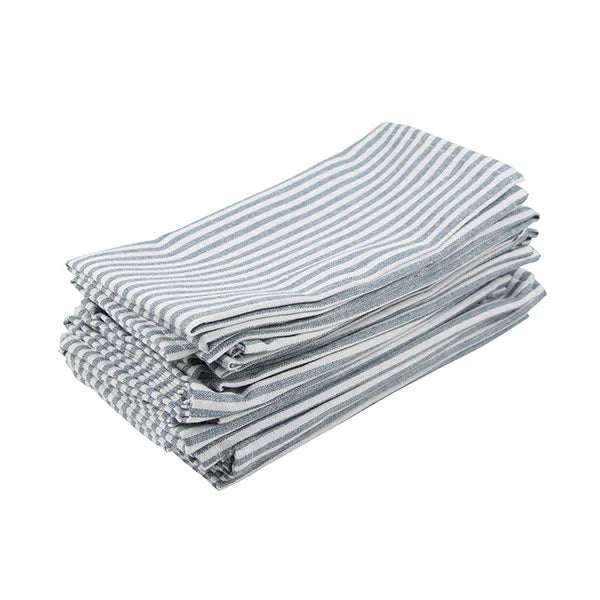 Plain Striped Linen Cotton Blended Dinner Cloth Napkins Placemats Tea Towels Set of 12 (40 x 30 cm) for Events & Home Use