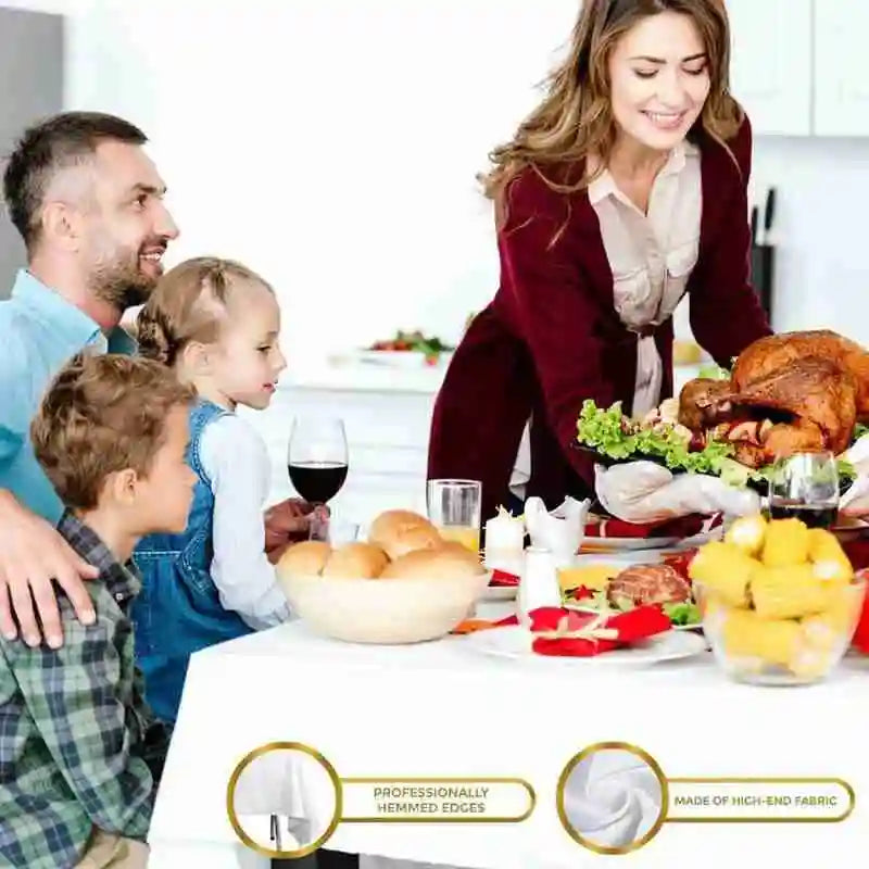 1Pc White Tablecloth Hotel Banquet Wedding Party Pure Color Rectangle Glossy Tablecloth Dining Room Coffee Table Tablecloth