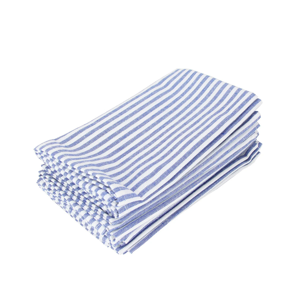Plain Striped Linen Cotton Blended Dinner Cloth Napkins Placemats Tea Towels Set of 12 (40 x 30 cm) for Events & Home Use