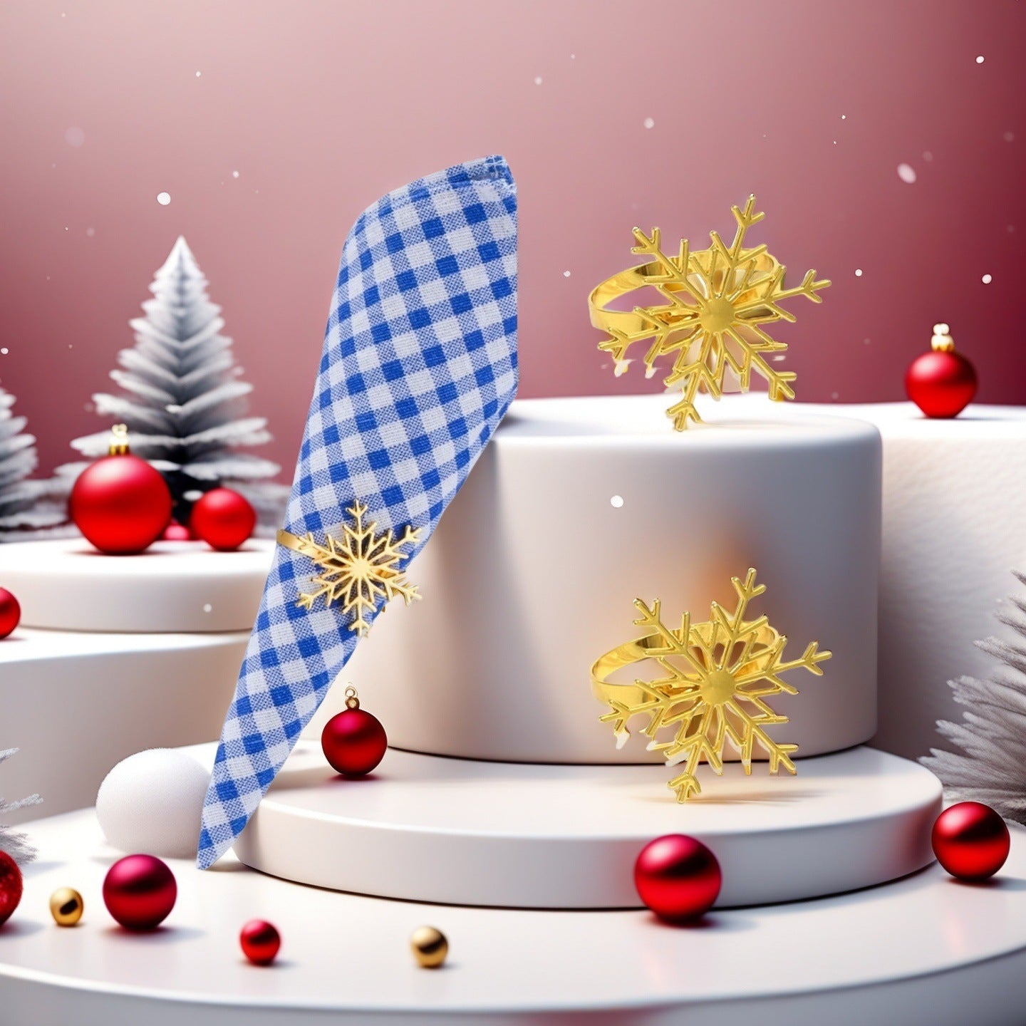 6Pc Silver/Gold Snowflake Napkin Rings Dinner Napkin Rings Holder for Christmas Holiday New Year Wedding Party Table Decoration