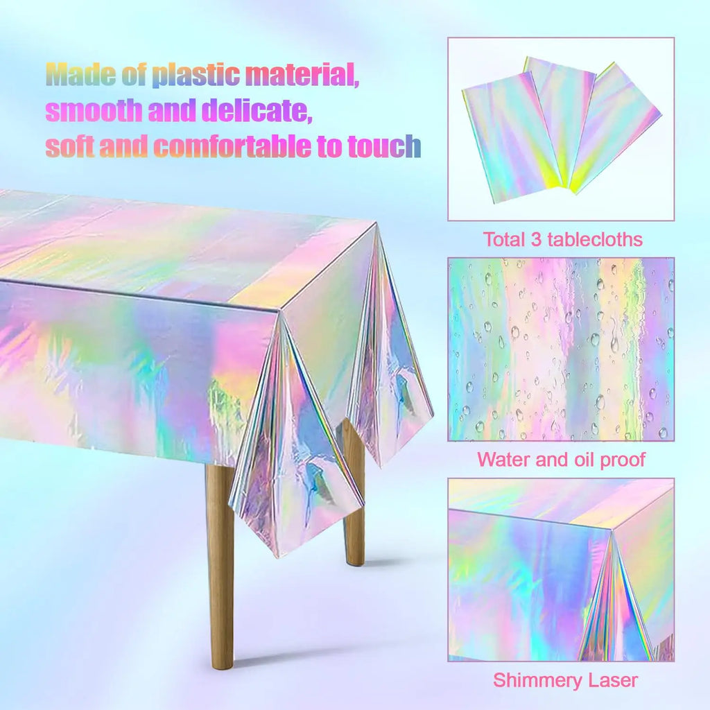 Tablecloth For Table Nappe De Table Tablecloth Birthday Holographic Shiny Iridescent Laser Disposable Covers Party Decorations