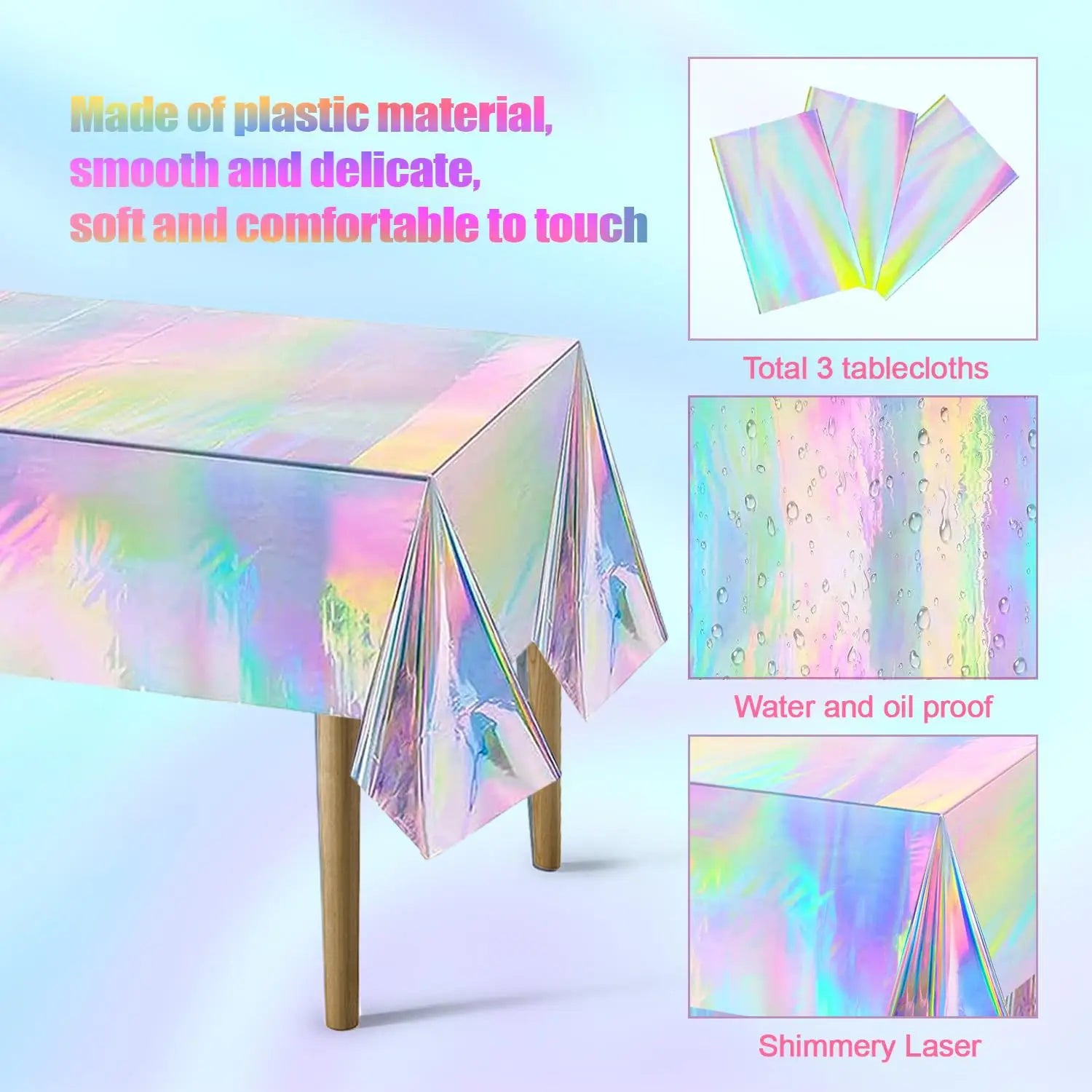 Tablecloth For Table Nappe De Table Tablecloth Birthday Holographic Shiny Iridescent Laser Disposable Covers Party Decorations