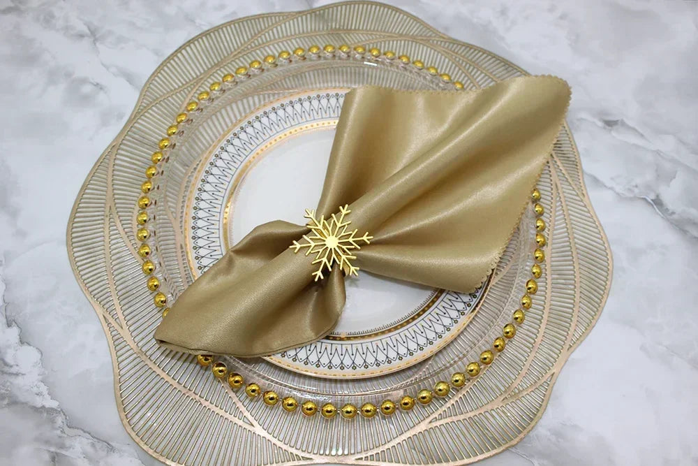 6Pc Silver/Gold Snowflake Napkin Rings Dinner Napkin Rings Holder for Christmas Holiday New Year Wedding Party Table Decoration