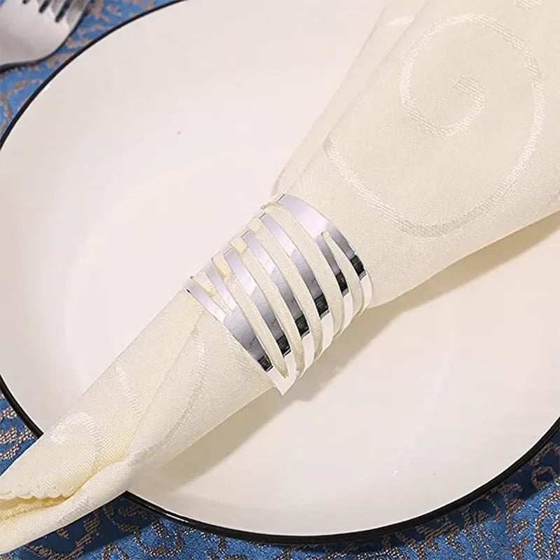 12pcs Back Pattern Wedding Napkin Rings Table Decoration Hollow Out Family Gatherings Everyday Use Napkin Buckle Holder