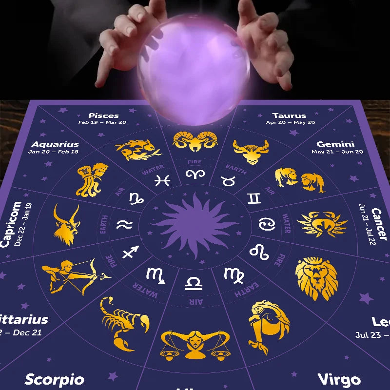 1pc Tarot card tablecloth, twelve constellations divination, starry sky altar cloth, Tarot card game decoration tablecloth