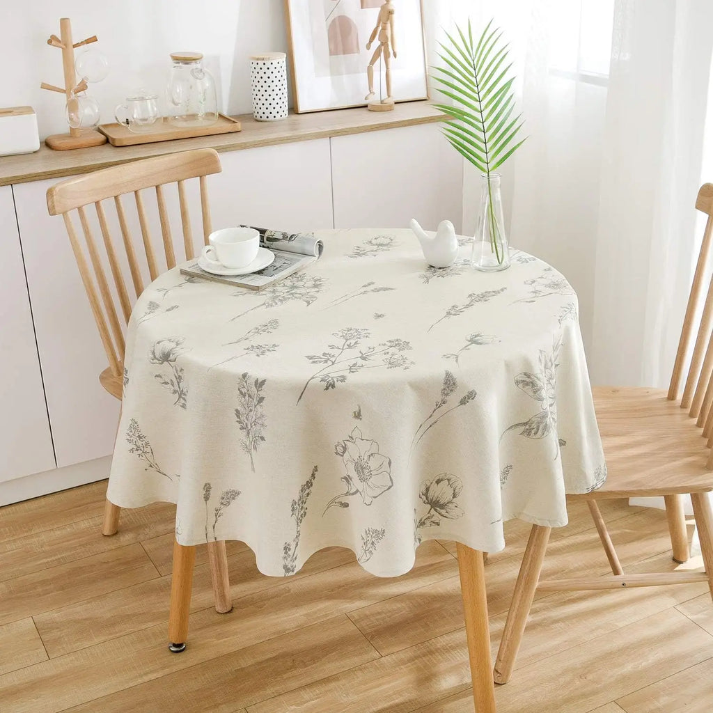 Fern Print Round Tablecloth, Cotton Linen Round Table Cover for Kitchen Dining Room Farmhouse Decorative Indoor Outdoor Use