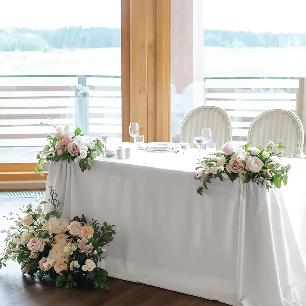 145-335cm Rectangle Satin Tablecloth Wedding Christmas Birthday Events Banquet White Table Cloth Overlays Home Dining Decor