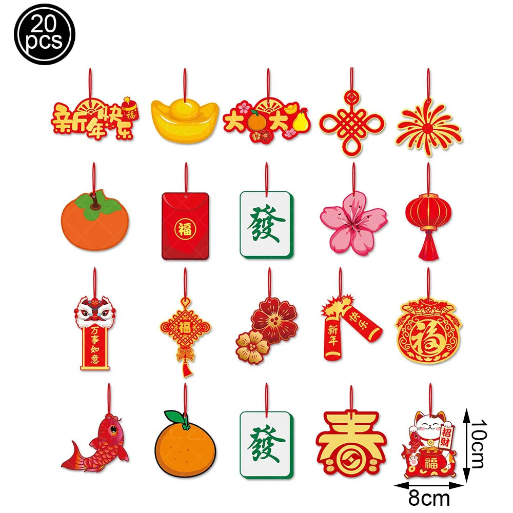 Chinese Spring Festival Banner Gifts Bags Food Tray Napkins Tablecloth Wine Bottle Stickers Happy New Year 2026 Party Decor