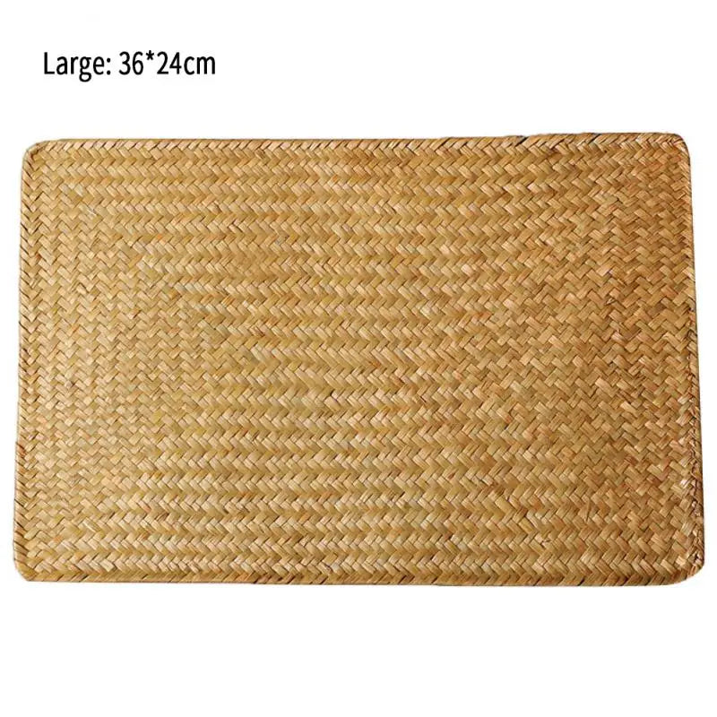 Natural Seagrass Place Table Woven Vinyl Individual Placemats For Table Non-Slip Kitchen Tableware Drink Cup Coaster Hoilday Dec