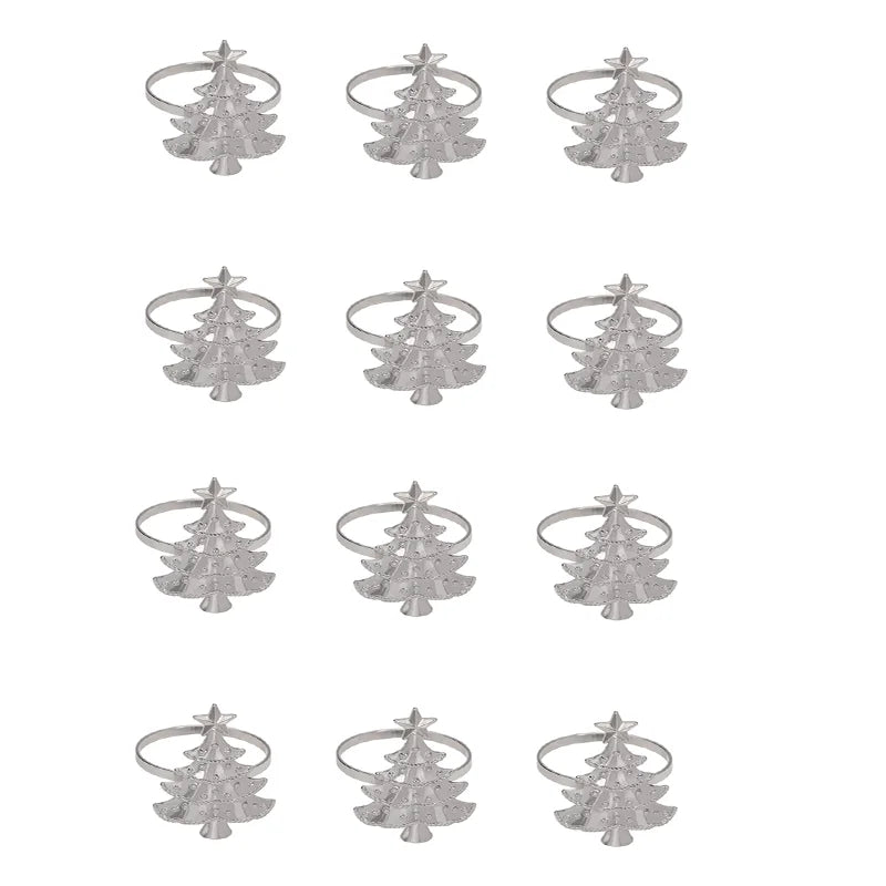 1/6Pcs Christmas Napkin Rings Xmas Tree Ornaments 2025 Christmas Home Kitchen Dinner Table Decoration New Year Party Supplies