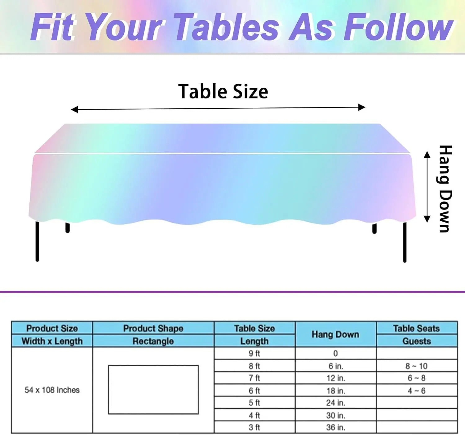 Tablecloth For Table Nappe De Table Tablecloth Birthday Holographic Shiny Iridescent Laser Disposable Covers Party Decorations