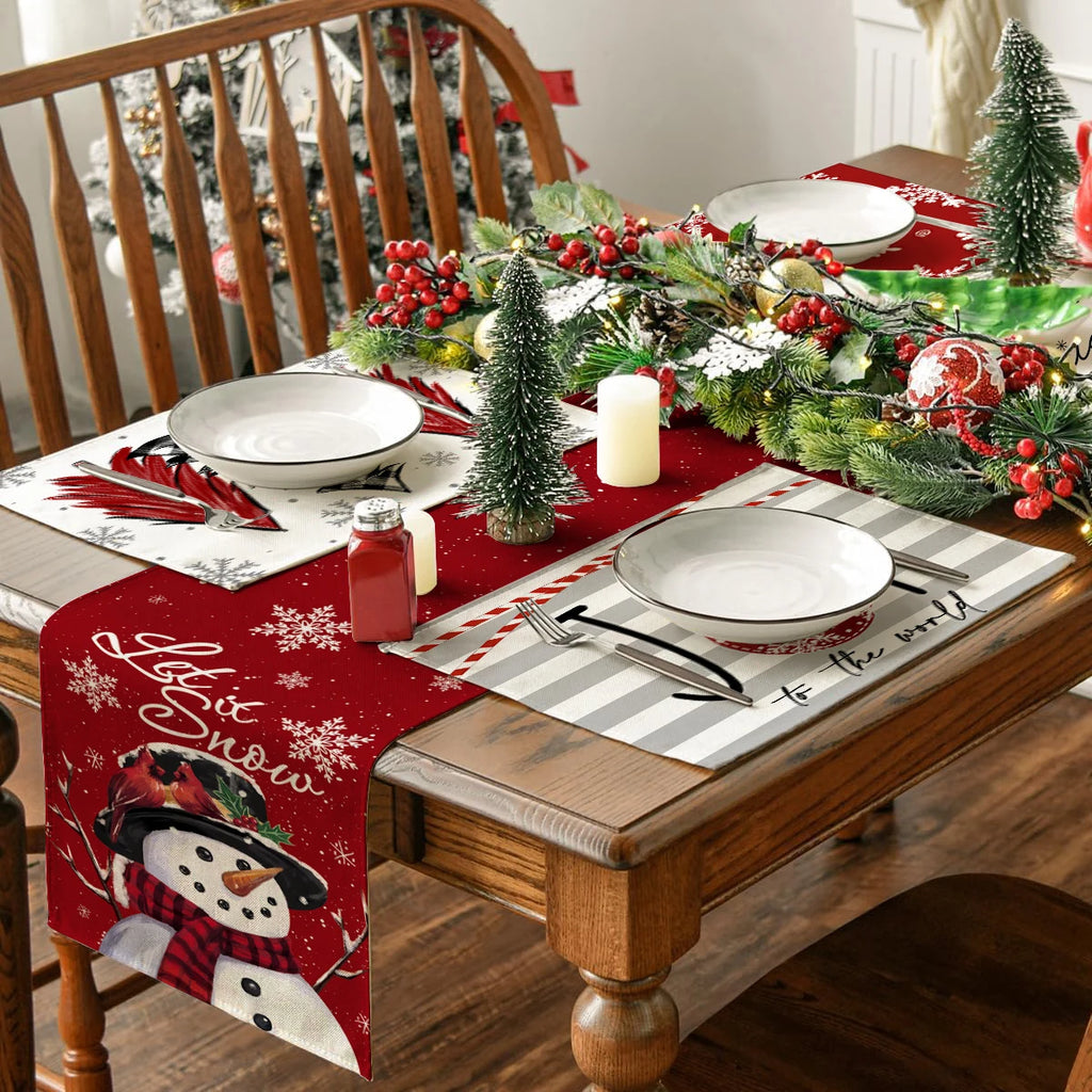 1/4/6pcs Christmas placemat, retro Christmas tree snowflake pattern dining table anti slip insulation mat, Christmas decoration