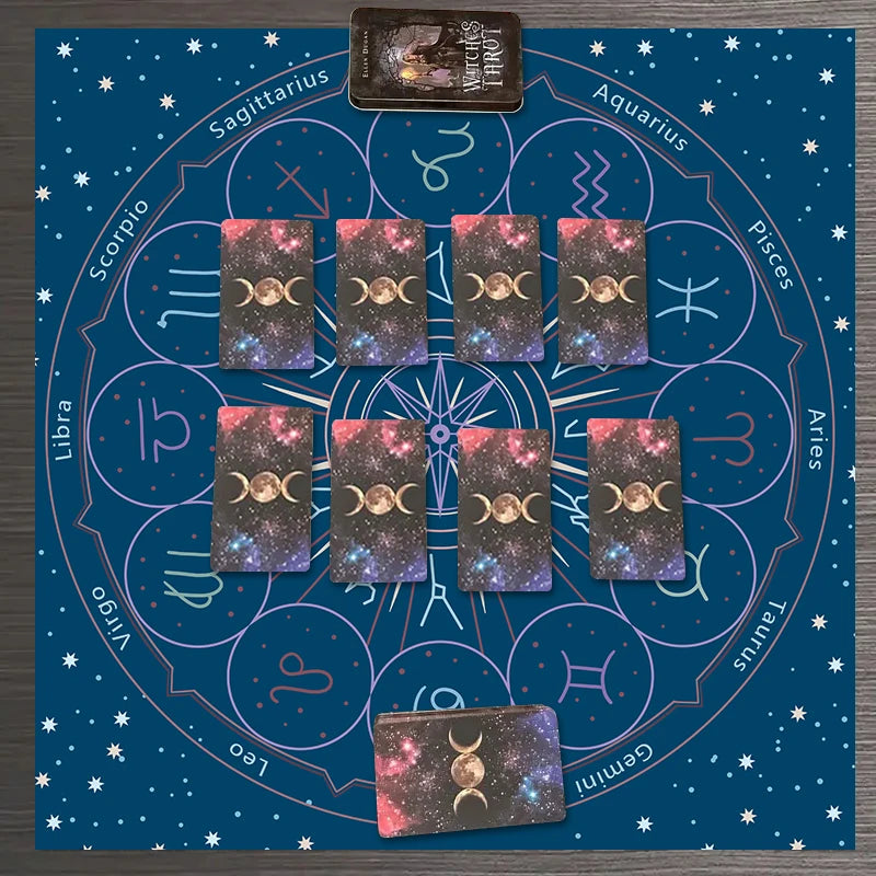 1pc Tarot card tablecloth, twelve constellations divination, starry sky altar cloth, Tarot card game decoration tablecloth