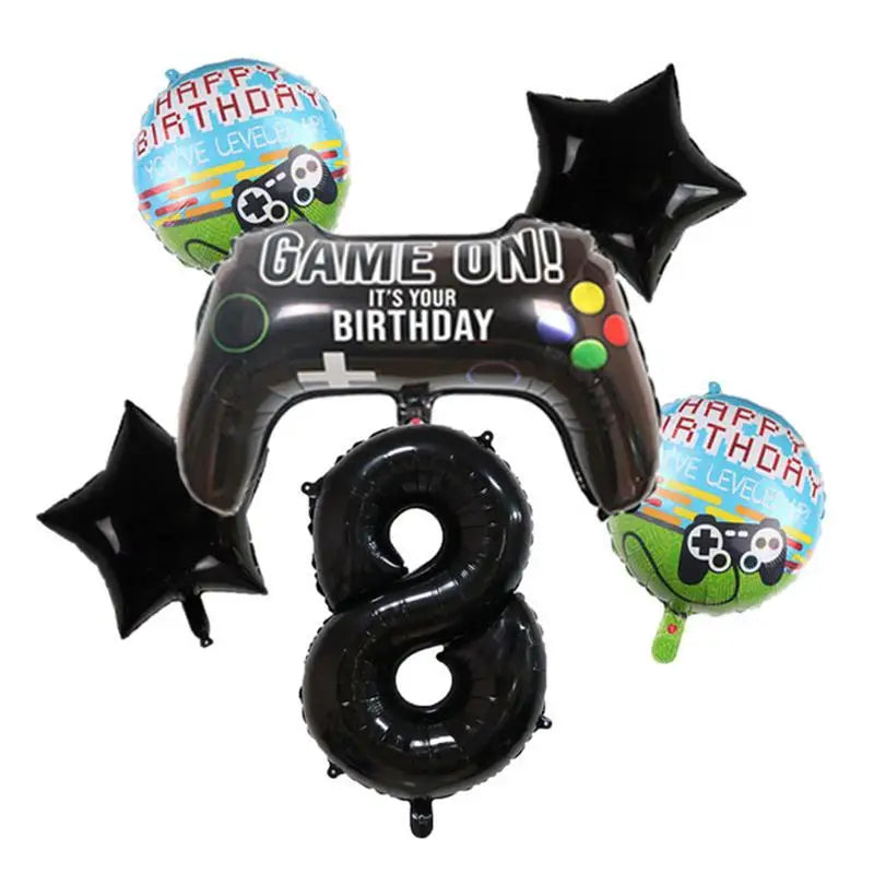 Video Game Birthday Party Favors New Paper Black White Blue Tableware Happy Birthday Plates Napkins Background Decorations Kits