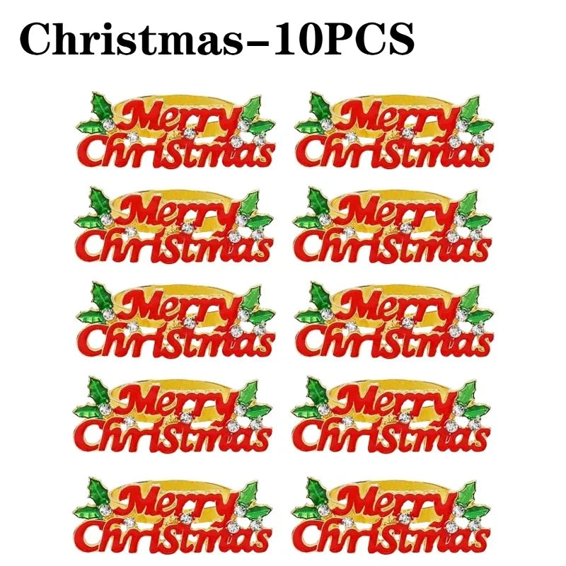 Holiday Christmas Thanksgiving Napkin Ring Holder Decorative Napkin Holder for Family Table Dinner Holiday Table Setting