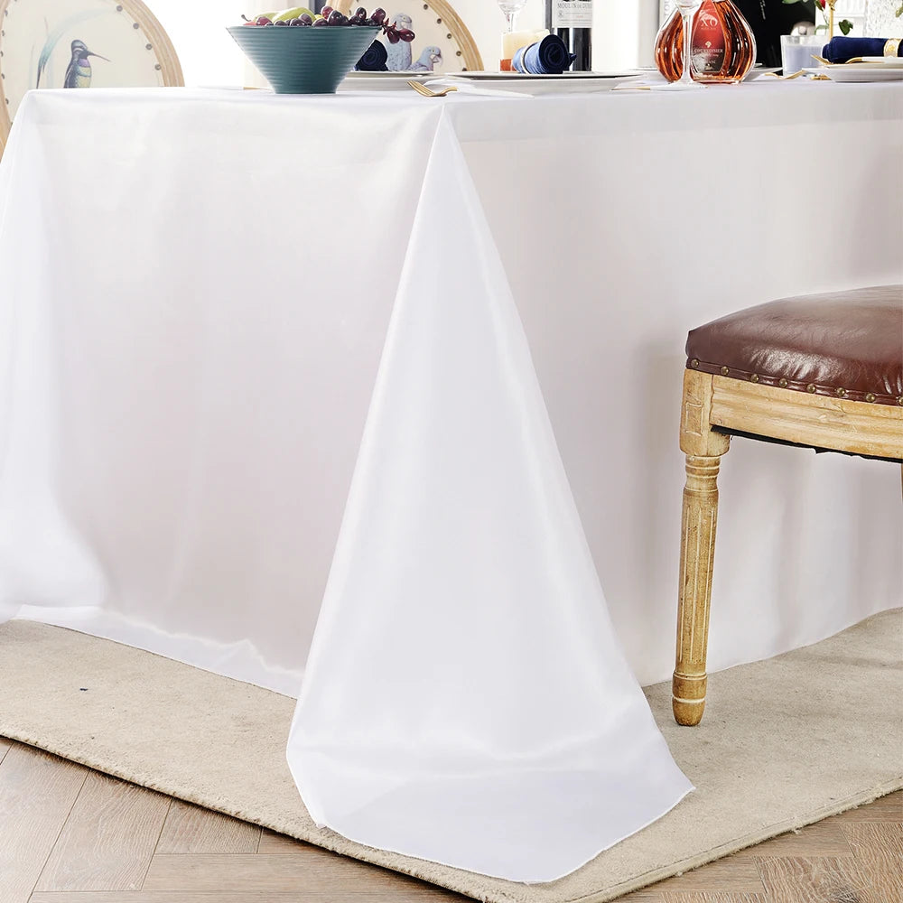 Rectangle Satin Tablecloth Wedding Table Cloth White Black for party Birthday Events Banquet Decor Home Dinner Tablecloths