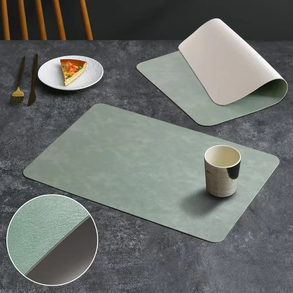 Faux Leather Placemats Set of 1/4/6pcs ,Heat Resistant Non-Slip Waterproof,Double-Sides,Kitchen Dining PU Table Place Mats