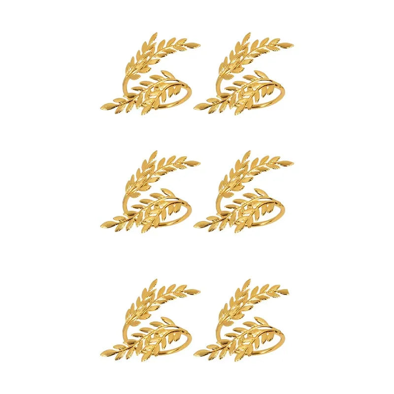 Gold Leaf Napkin Ring Buckles for Wedding Birthday Party Dinnig Table Decoration Christmas Thanksgiving Napkin Holder 1/6/12p