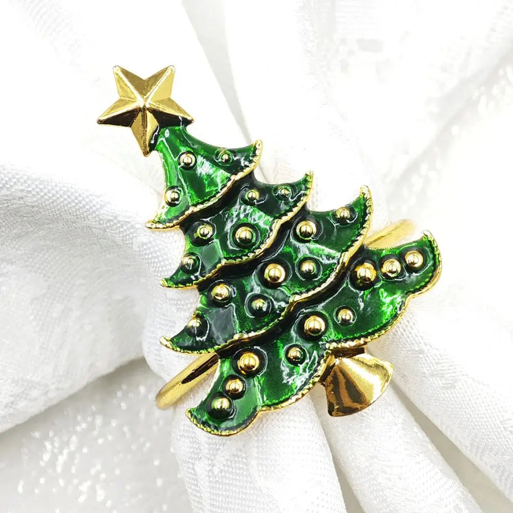 5PCS Christmas Napkin Rings Xmas Tree Ornaments 2025 Christmas Home Kitchen Dinner Table Decoration New Year Party Supplies