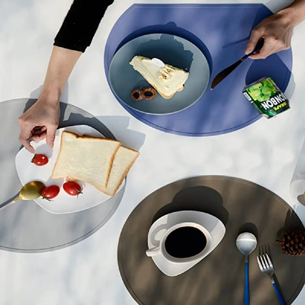 1/4/6Pcs Round Silicone Placemats for Dinner Table Non-Slip Heat Resistant Tableware Pads Mats for Kitchen Dining Patio 식탁매트