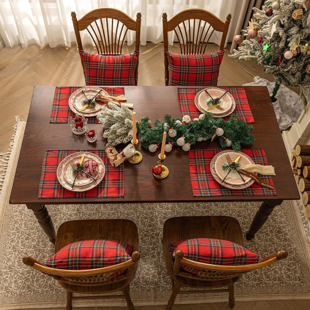 Christmas Red Plaid Napkins Retro Checkered Napkins for Holiday Dinner Party Dining Festive Decor Dropshipping