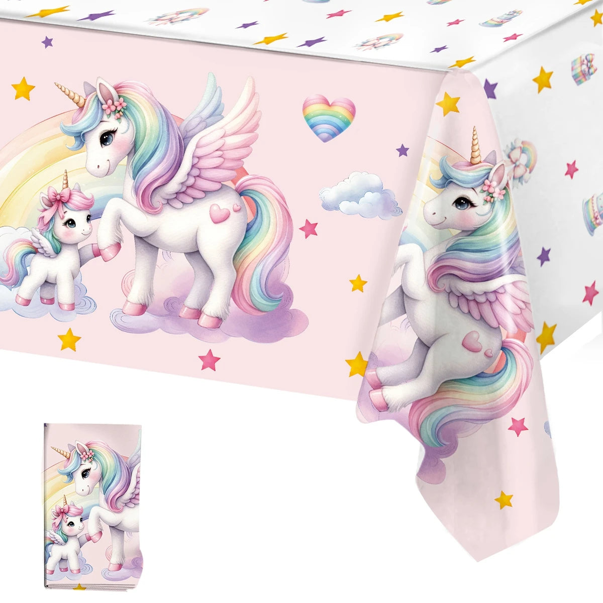 Rainbow Unicorn PE Tablecloth Happy Unicorn Theme Birthday Party Decorations Kids Favors Table Cover Girls Baby Shower Supplies