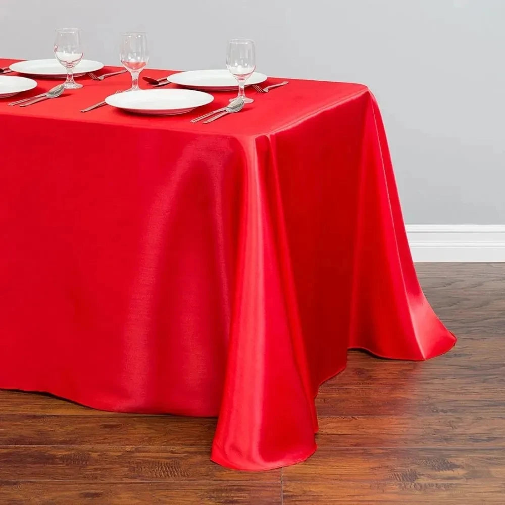 Solid Color Satin Table Cloth Tablecloth Table Cover Overlay For Birthday Wedding Banquet Restaurant Festival Party Supply