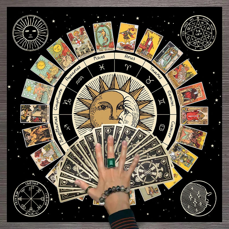 1pc Tarot card tablecloth, twelve constellations divination, starry sky altar cloth, Tarot card game decoration tablecloth