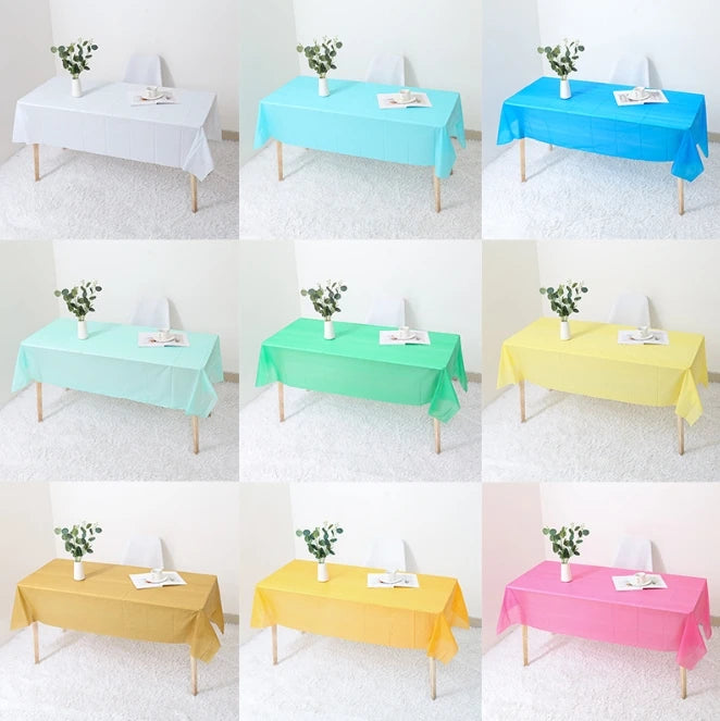1pc Reusable Tablecloths 137x183cm BPA Free Plastic Dining Table Cover Cloth for Parties Picnic Camping Disposable Tablecloths