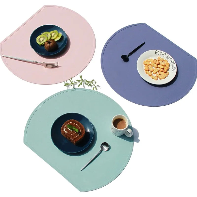 1/4/6Pcs Round Silicone Placemats for Dinner Table Non-Slip Heat Resistant Tableware Pads Mats for Kitchen Dining Patio 식탁매트