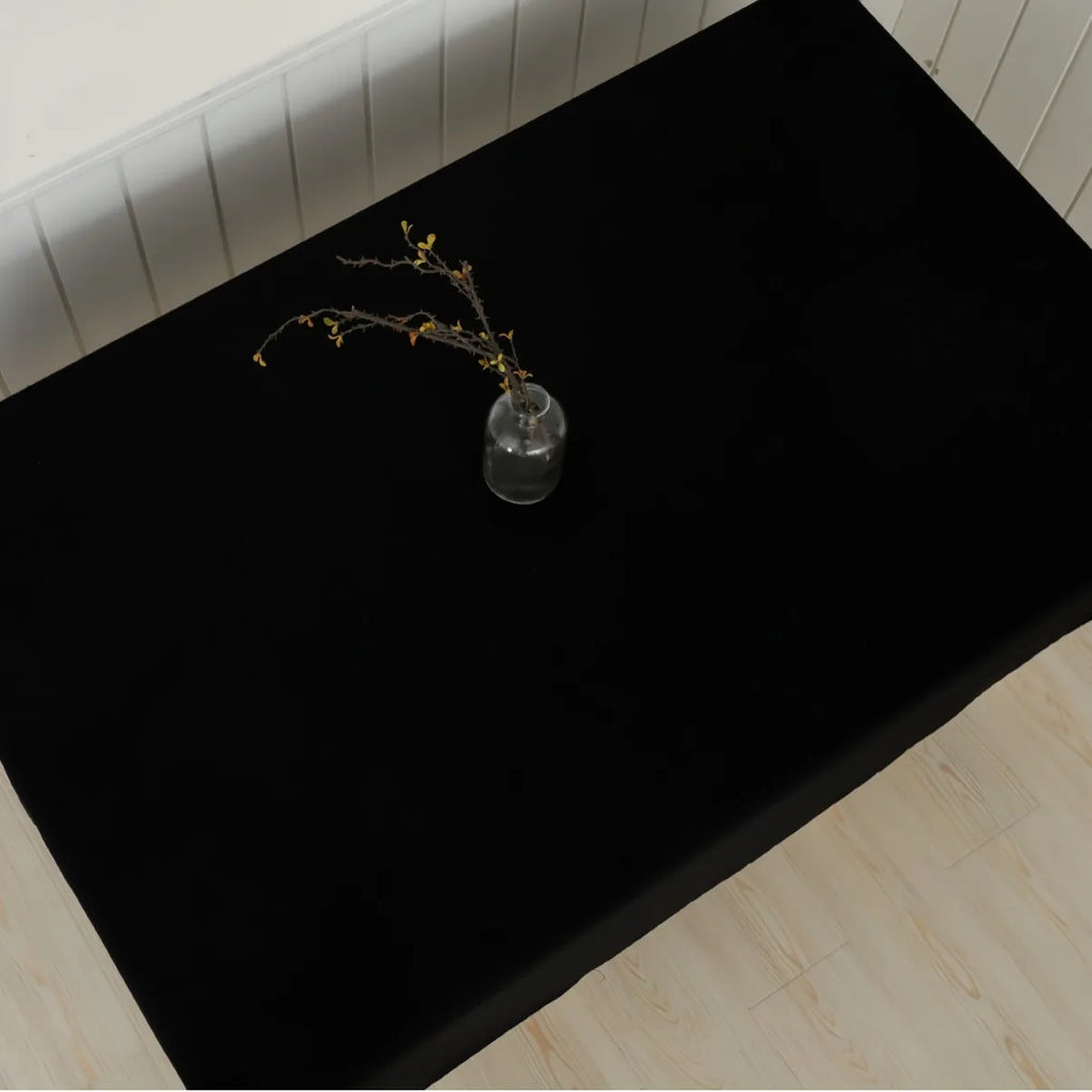 Solid black conference banquet hotel dining table exhibition advertising tablecloth officetable cloth art rectangular tablecloth