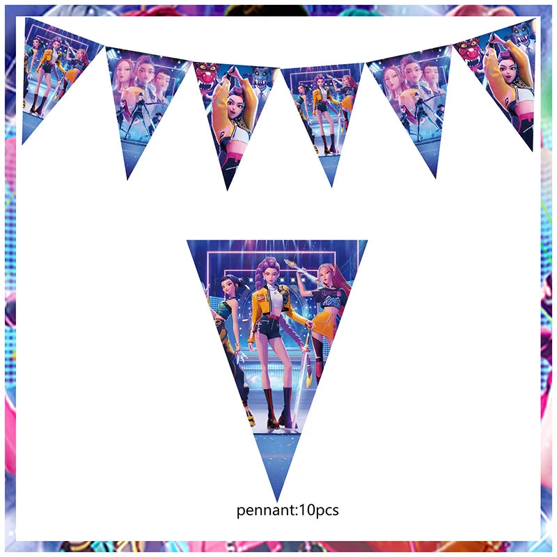 Kpop Demon Hunters Birthday Decorations Saja Boys Purple Napkins Plates Tableware Kpop Demon Hunter Birthday Party Favors Supply