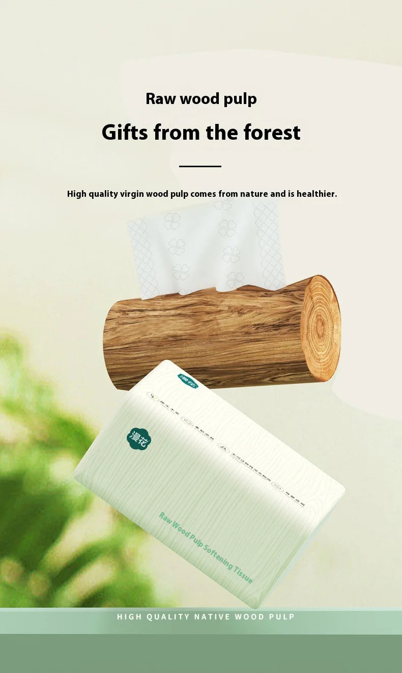 10 Packs of Extractable Napkins Five Layers of Thickened Log Paper Towels Wet and Dry Mother and Baby Applicable Soft Napkins