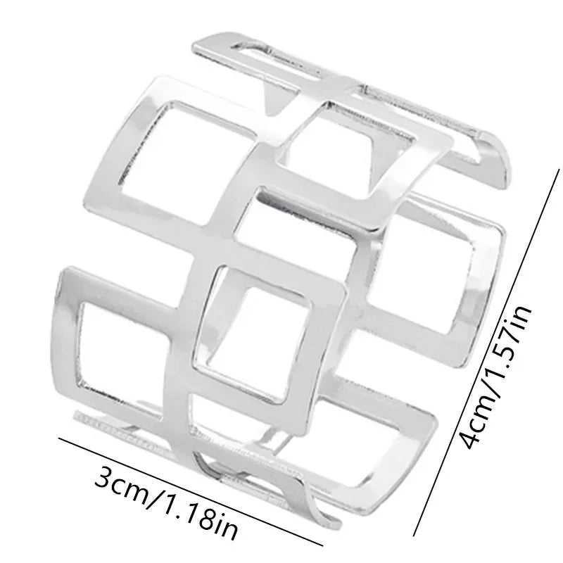 12pcs Back Pattern Wedding Napkin Rings Table Decoration Hollow Out Family Gatherings Everyday Use Napkin Buckle Holder