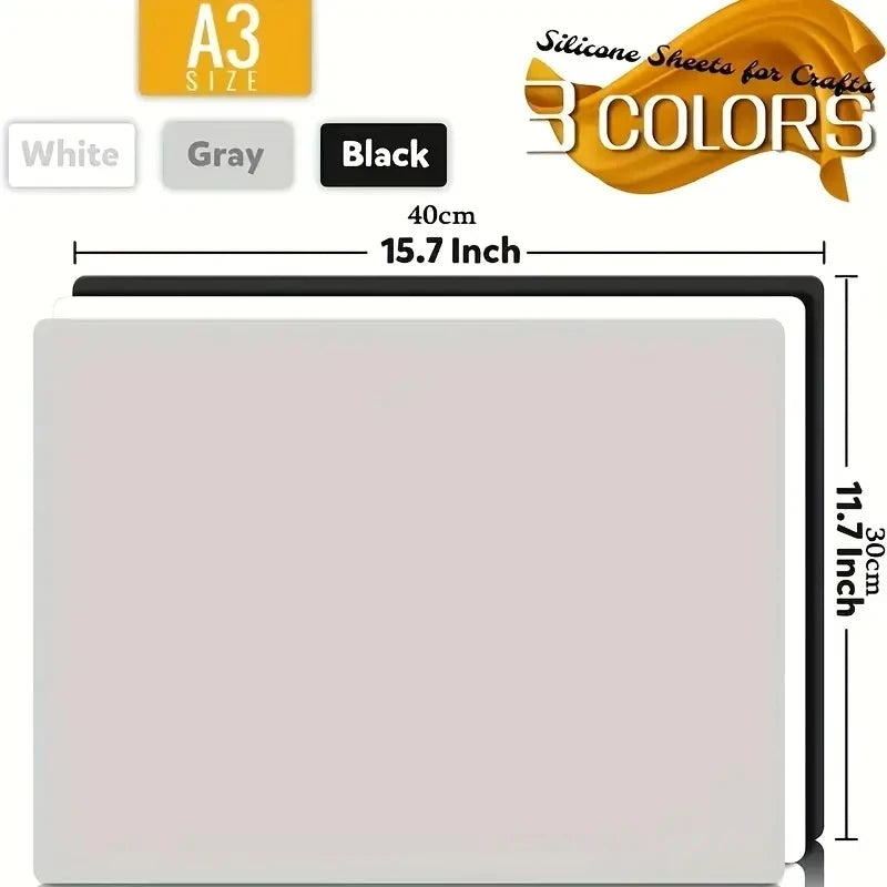 Large Silicone Mats For Crafts, 15.7x11.7in Silicone Sheets For ResinJewelry Casting Molds, Placemat, Nonstick Multipurpose