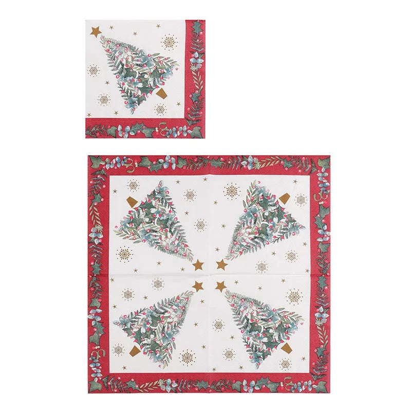 20Pcs/pack 33x33cm Christmas Series Printed Paper Disposable Table Dinner Napkin Tissues Xmas Party Decoration