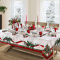 Christmas Rectangle Tablecloth, Poinsettia Design Tablecloth For New Year Party And Dinner Christmas Table Decor Tablecloth