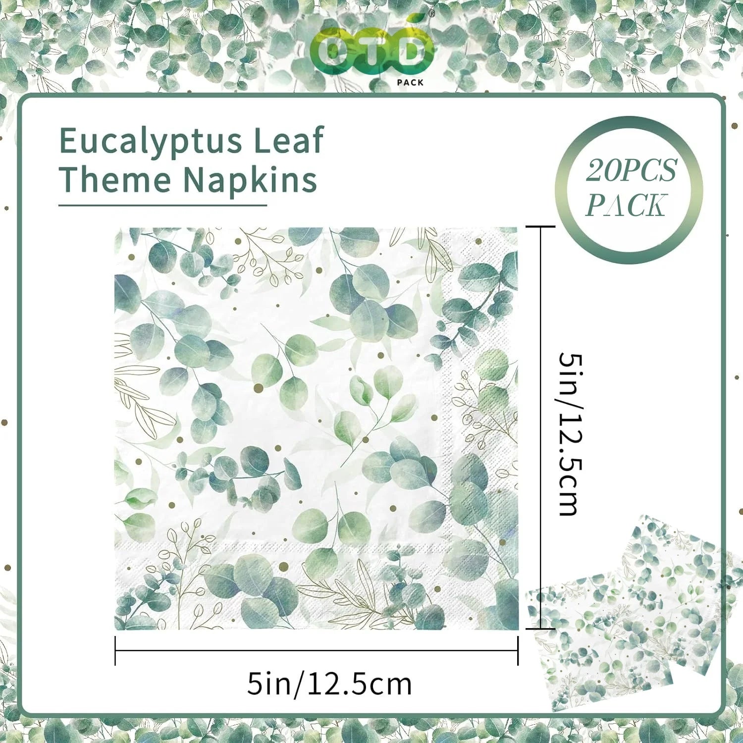 Eucalyptus Napkins Disposable Hand Towels for Bathroom Sage Green Leaves Gueay Dinning,Beverages or Cocktail Disposable