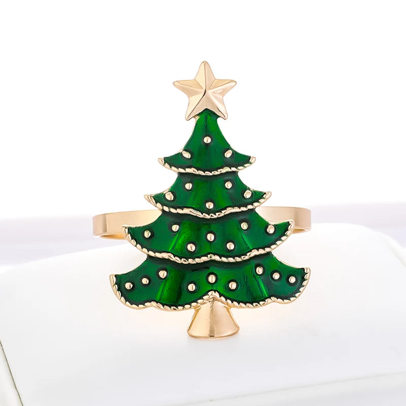 1/6Pcs Christmas Napkin Rings Xmas Tree Ornaments 2025 Christmas Home Kitchen Dinner Table Decoration New Year Party Supplies