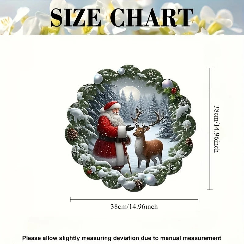 4pcs Christmas Santa Claus & Reindeer Placemats Set - 2D Flat Print,  Hand Wash Only, Festive Holiday Design with Snowflakes