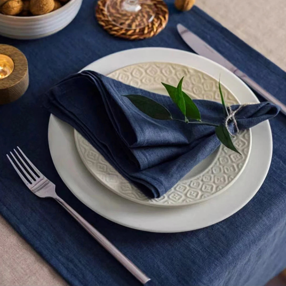 Set Of 6 40x40cm Table Cloth Napkins Durable Polyester Thicken Placemat Reusable for Kitchen Dining  Wedding Decoration